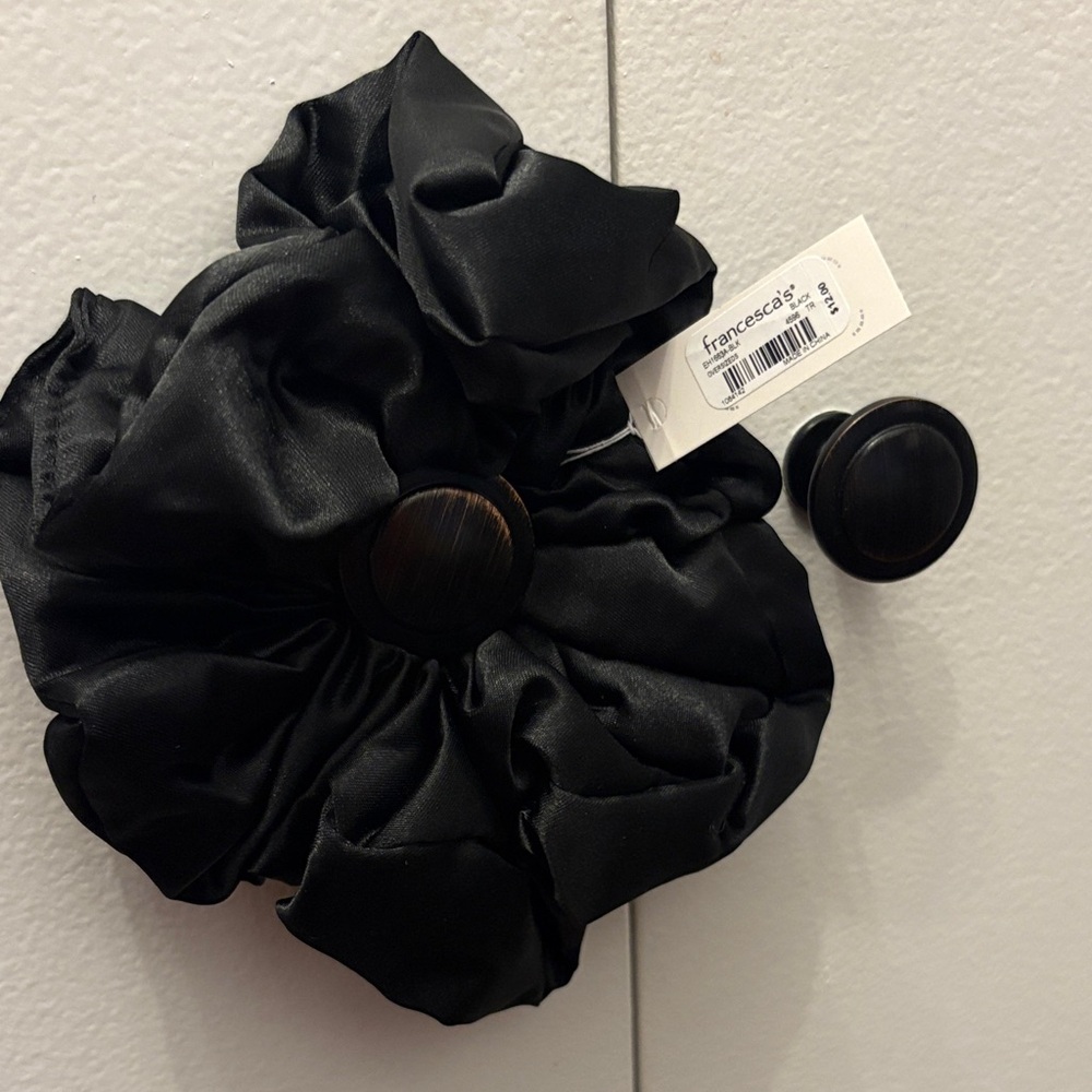 Francesca's Collections Elegant Black Satin Hair Scrunchie
